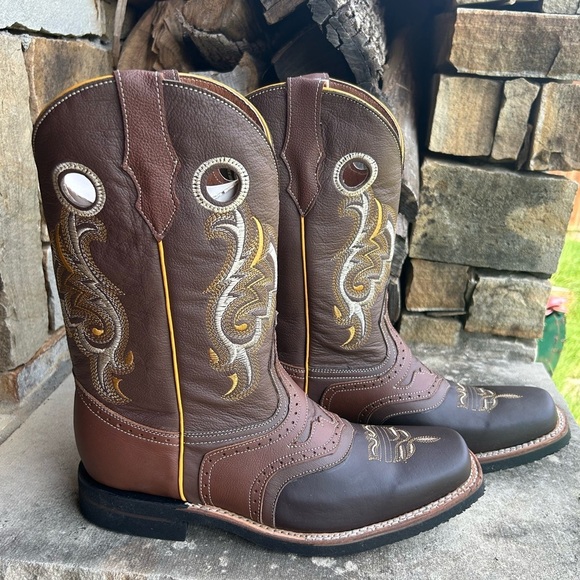 Men's Brown Leather San Fernando Western Rodeo Boots NewWB Sz-29 (US 10.5) LocBB - Picture 3 of 12